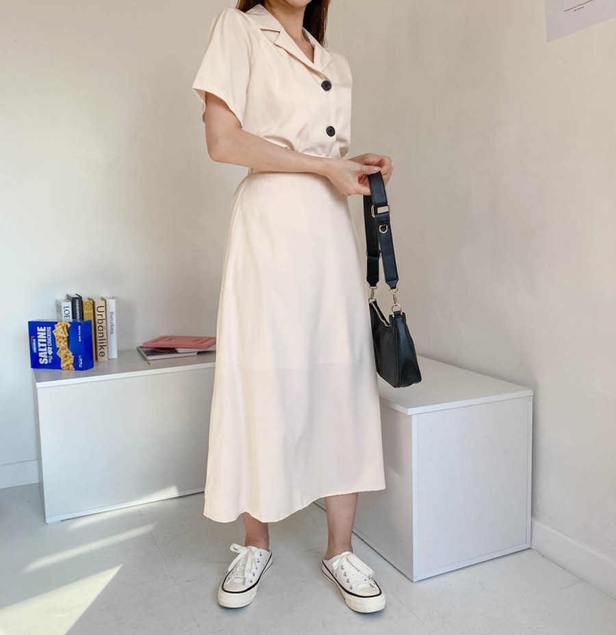 반팔카라 블라우스자켓+롱스커트 세트 상세 이미지 11