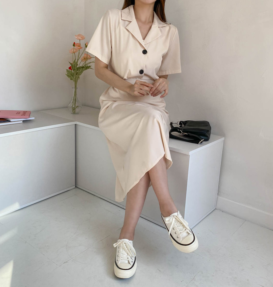 반팔카라 블라우스자켓+롱스커트 세트 상세 이미지 14