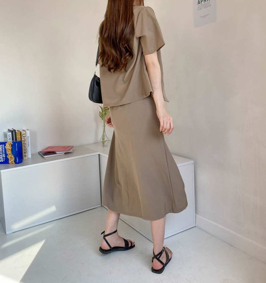 반팔카라 블라우스자켓+롱스커트 세트 상세 이미지 23