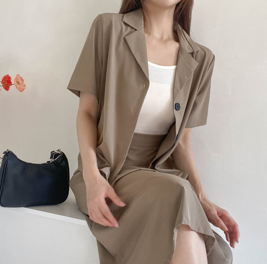 반팔카라 블라우스자켓+롱스커트 세트 상세 이미지 27